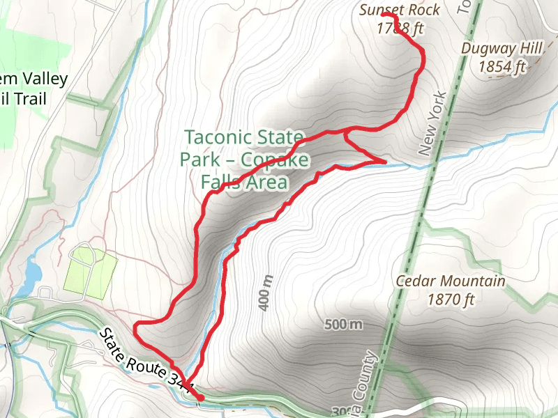 Sunset Rock Loop via Cedar Brook and South Taconic Trail