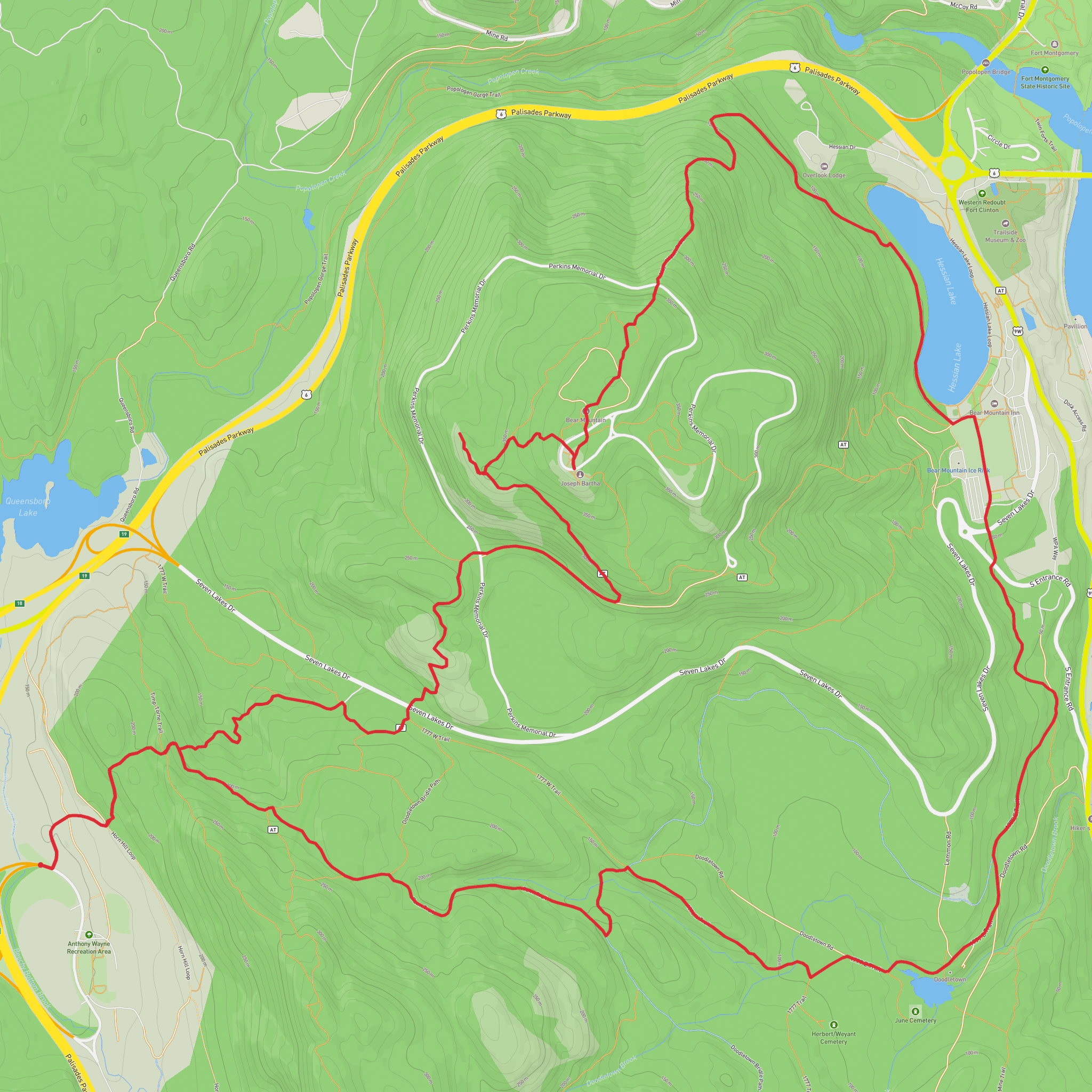 The 1777 East Trail and Bear Mountain Loop via Fawn Trail mobile static map