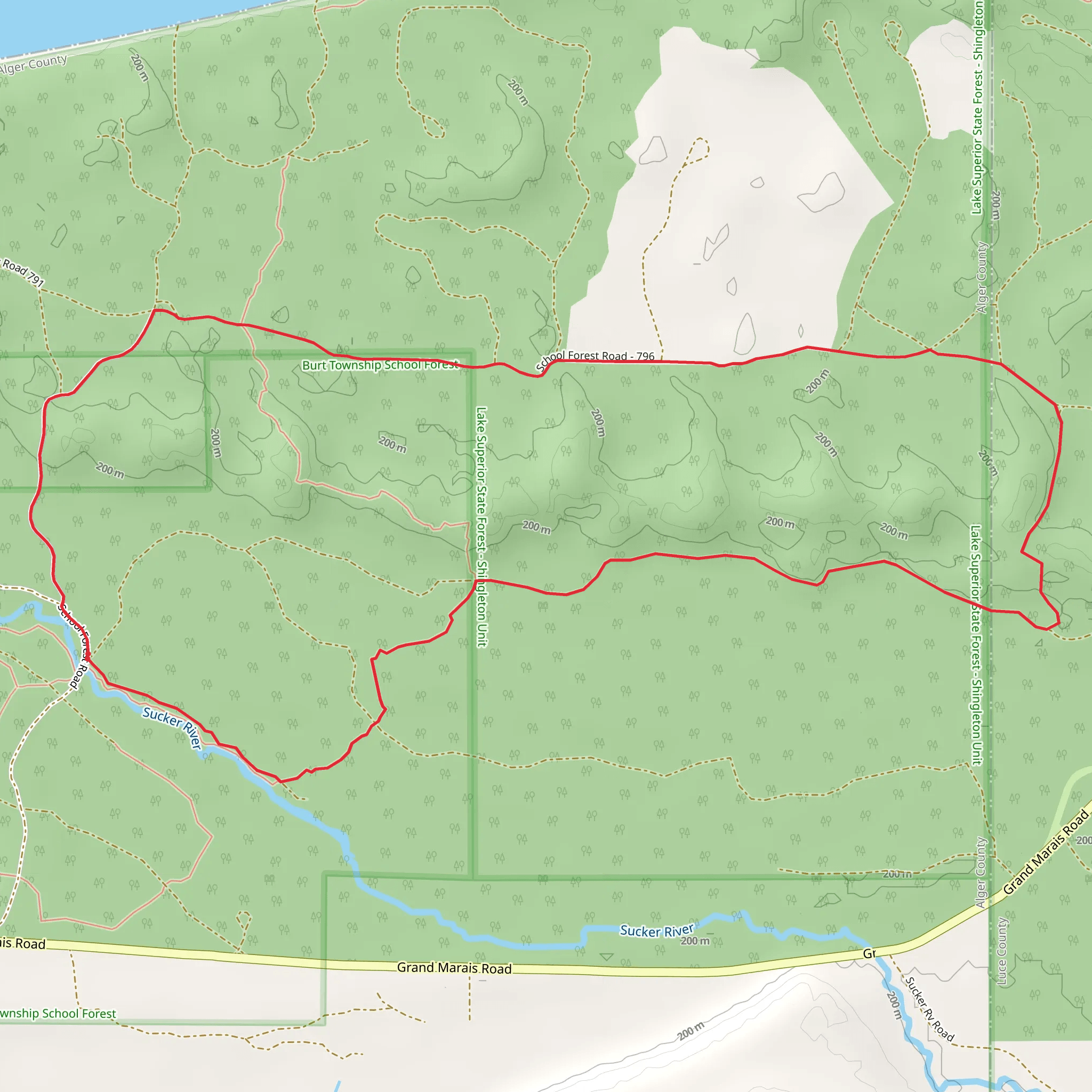 North Country Road and School Forest Road Loop mobile static map