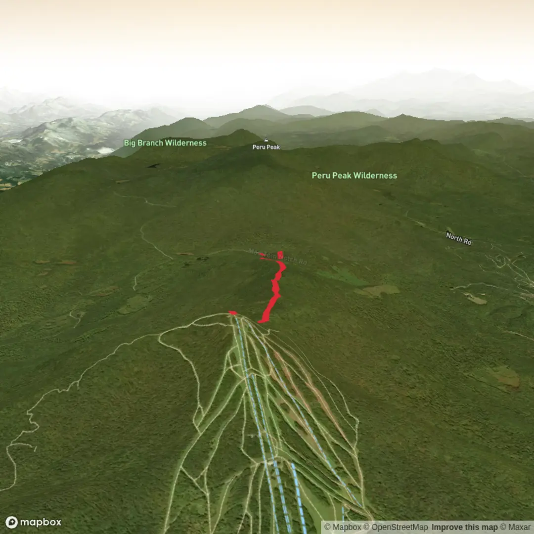 An image depicting the trail Bromley Mountain via Appalachian Trail and its surrounding area.