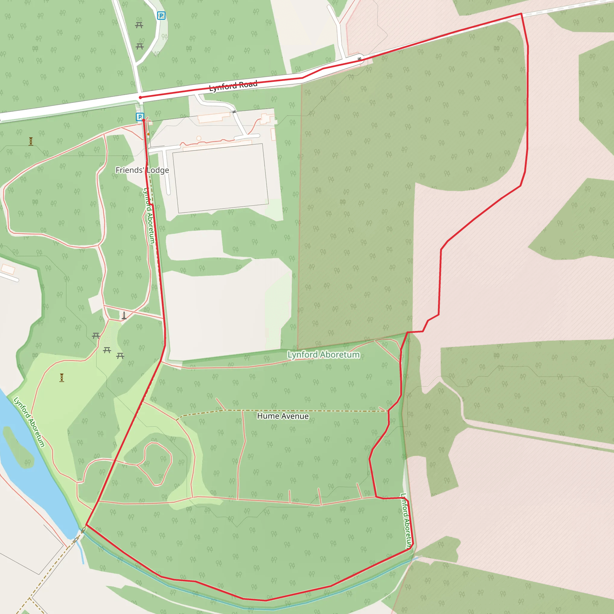 Lynford Arboretum Loop mobile static map
