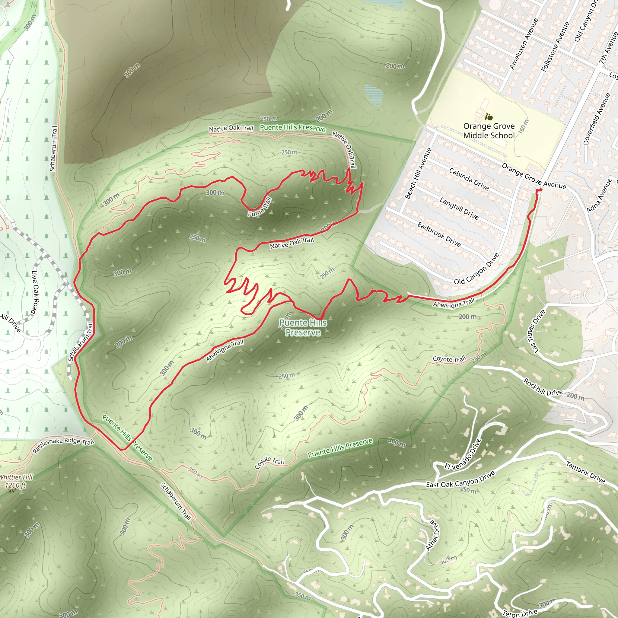 Ahwingna, Puma and Native Oak Loop Trail mobile static map