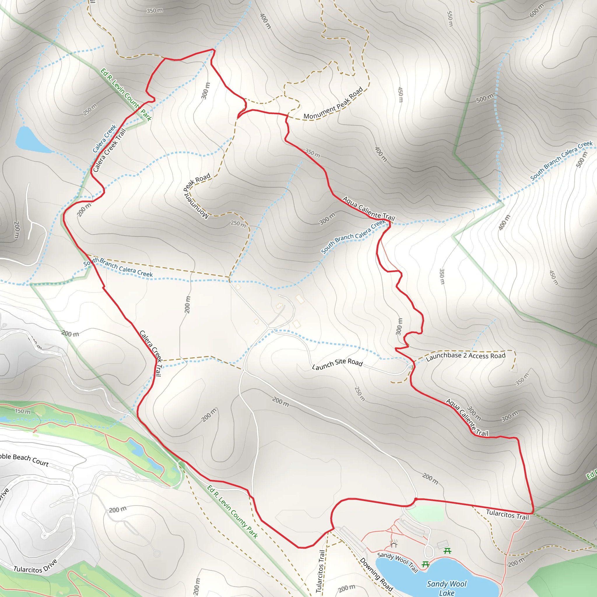 Agua Caliente and Bay Area Ridge Loop Trail mobile static map