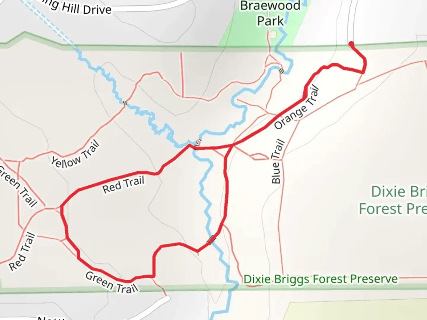 An image depicting the trail Orange-Red Loop Trail and its surrounding area.