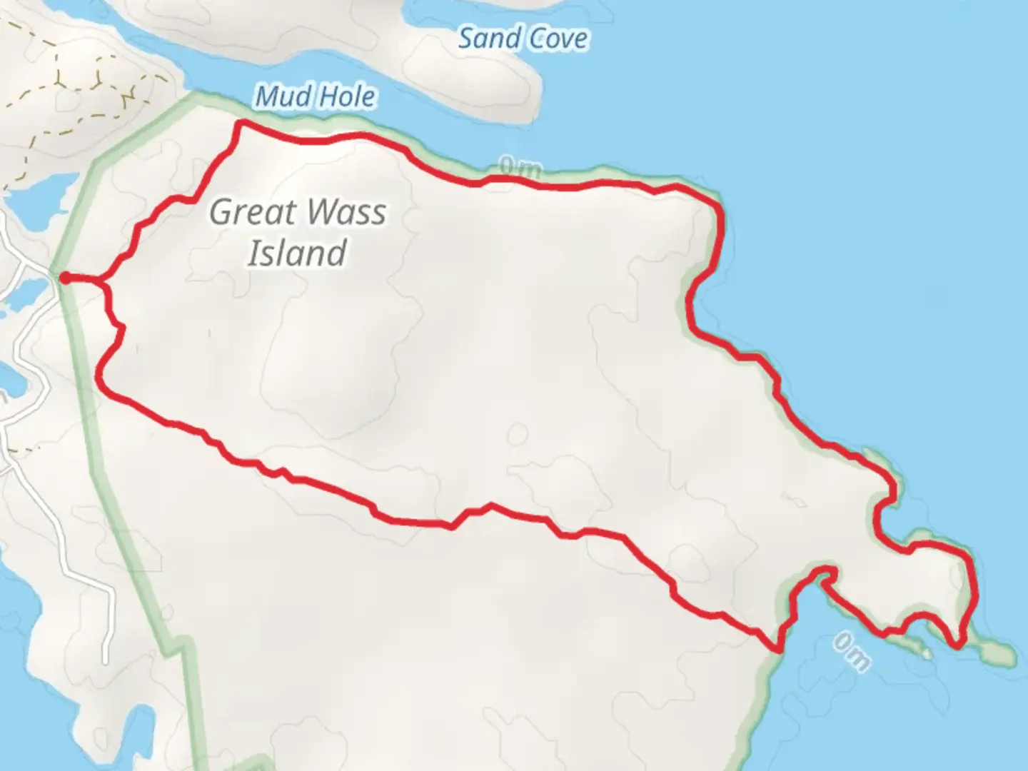 An image depicting the trail Great Wass Island Loop and its surrounding area.