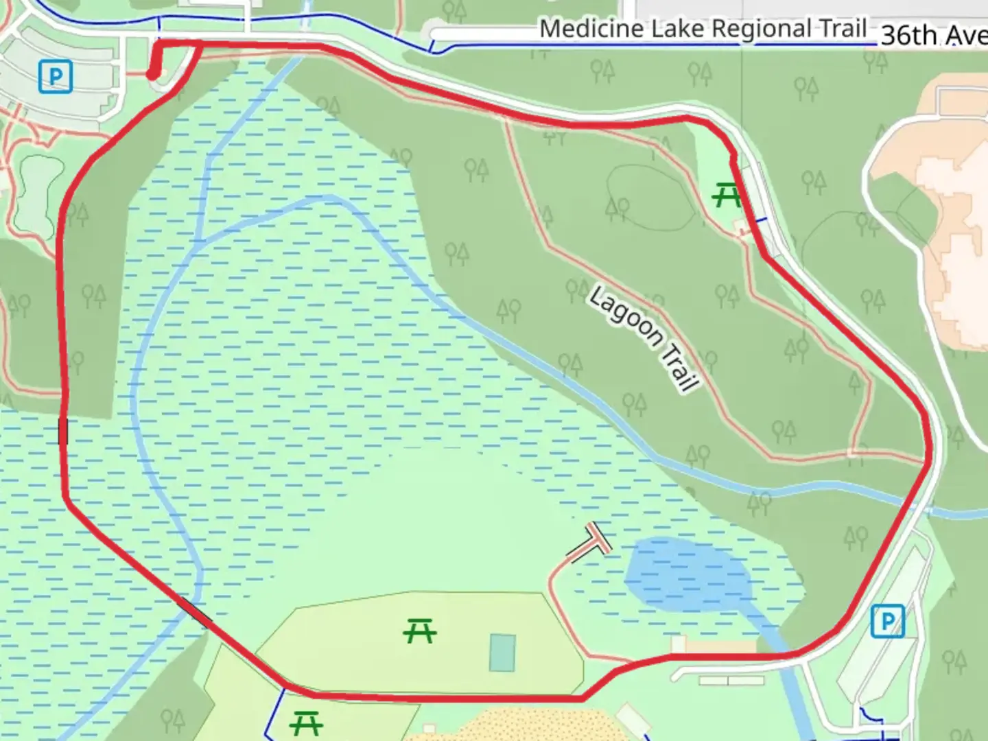 An image depicting the trail Mission Farms Loop and its surrounding area.