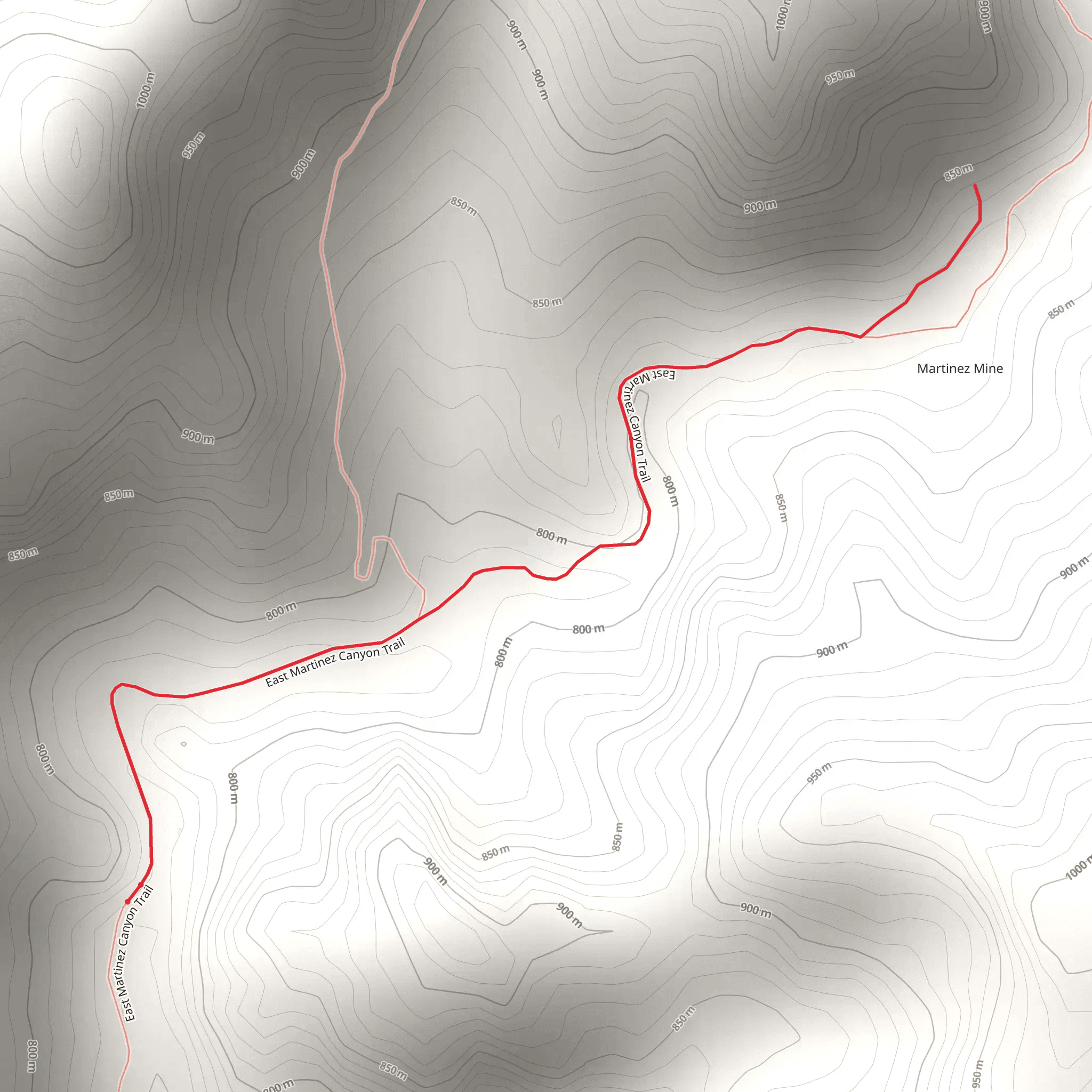 East Martinez Canyon Road - Short mobile static map