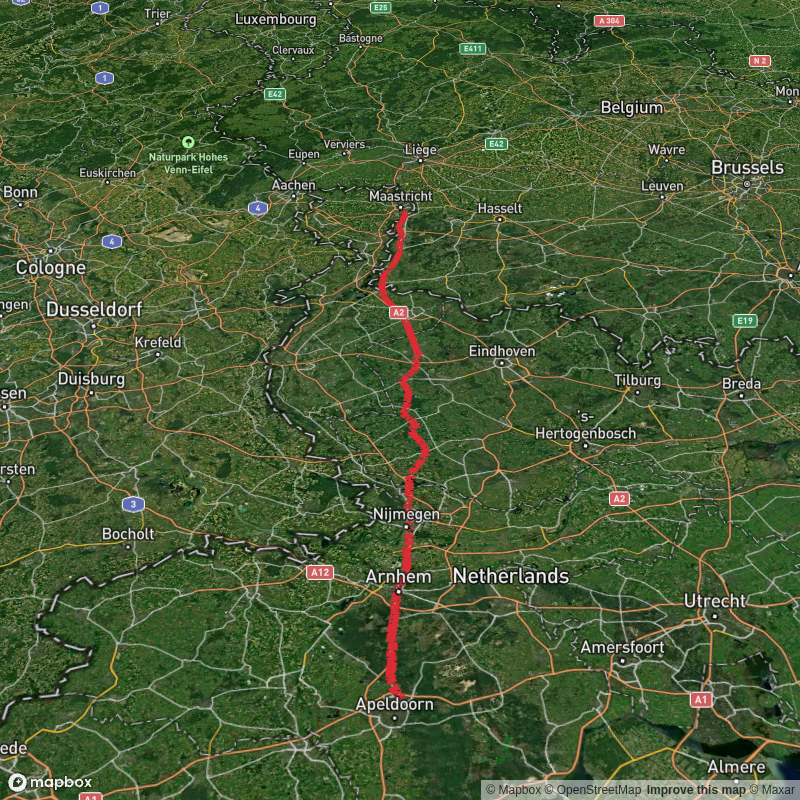 Ugchelen to Maastricht via Arnhemseweg, Apeldoornseweg and Campusbaan