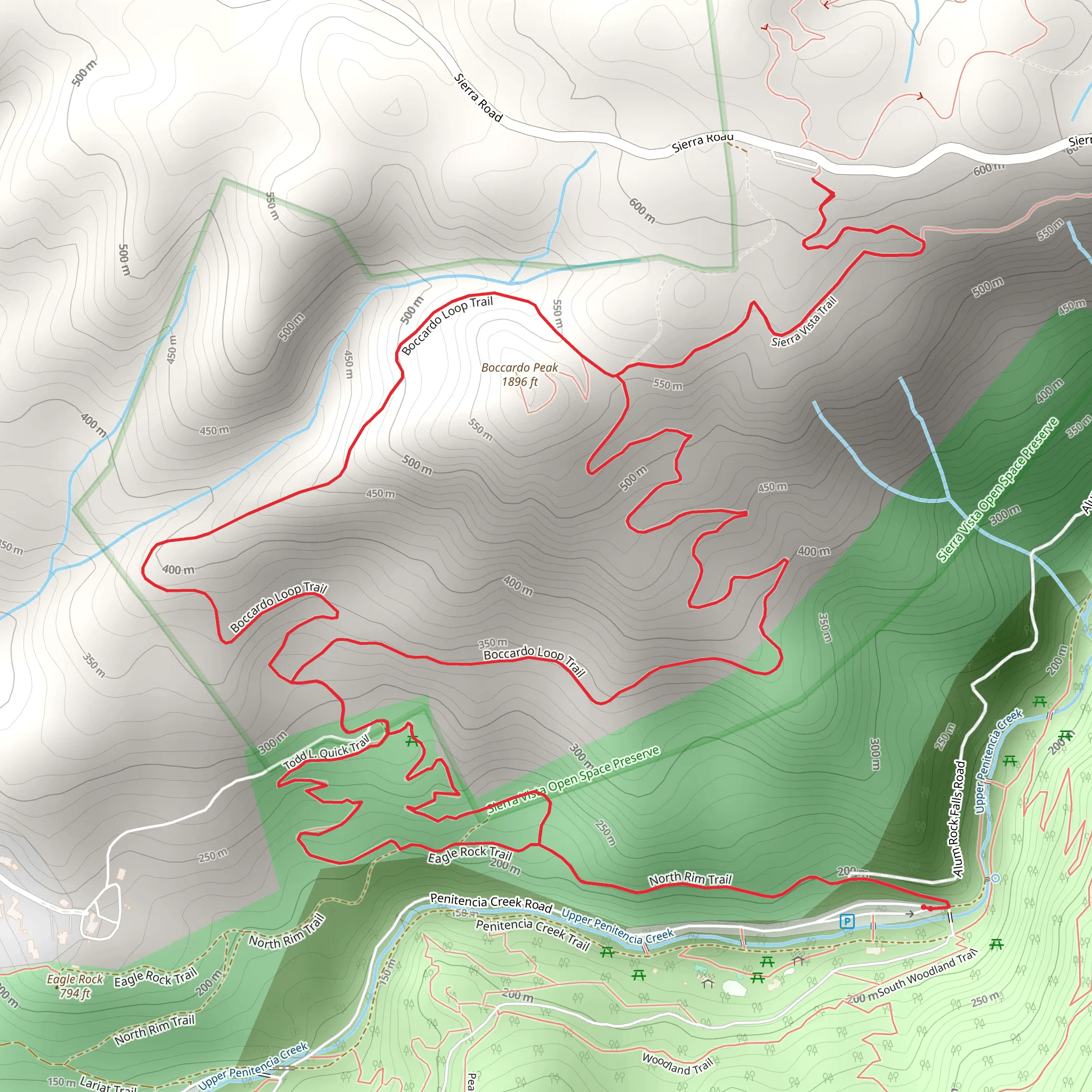 Boccardo Loop and Sierra Vista Trail mobile static map