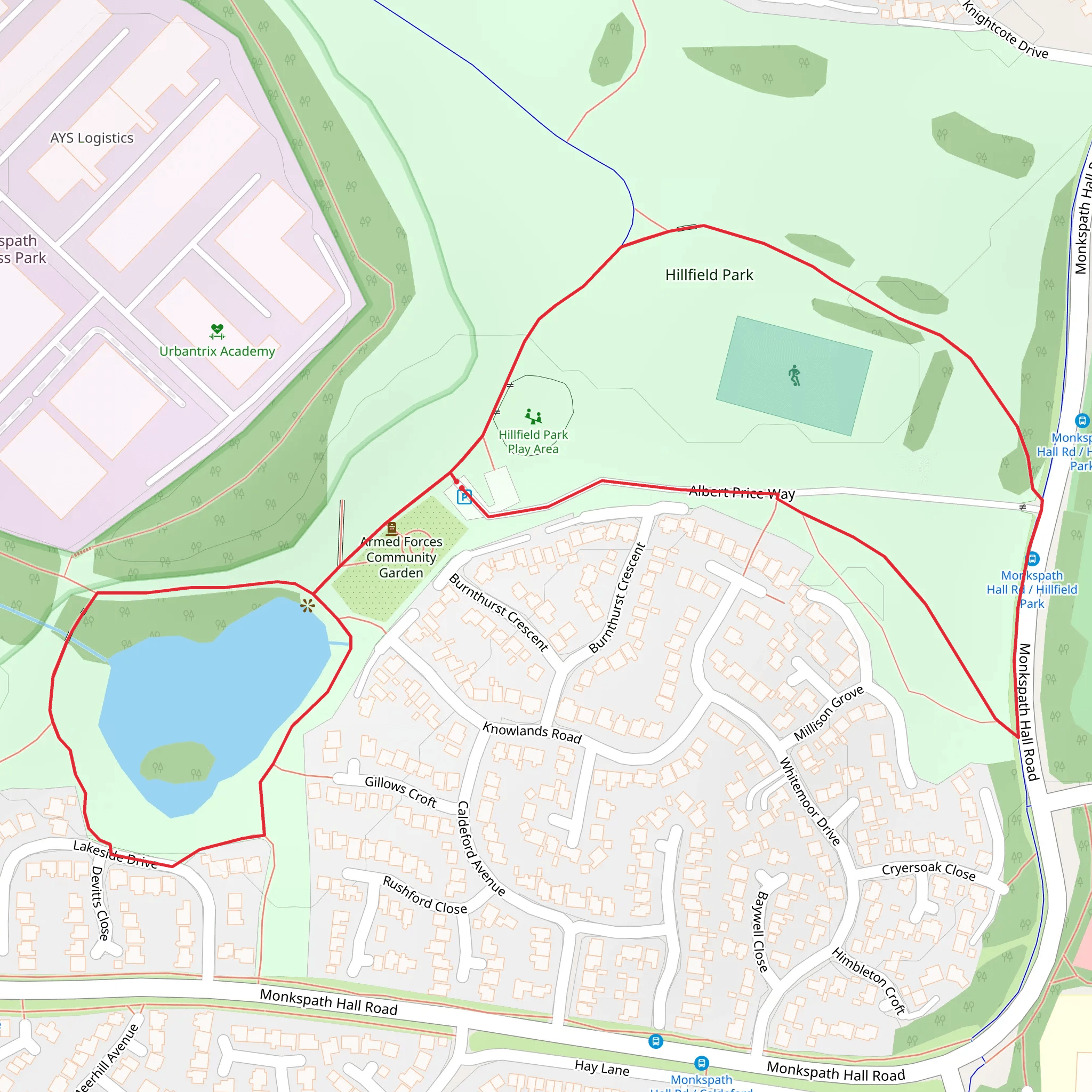 Hillfield Park Loop mobile static map