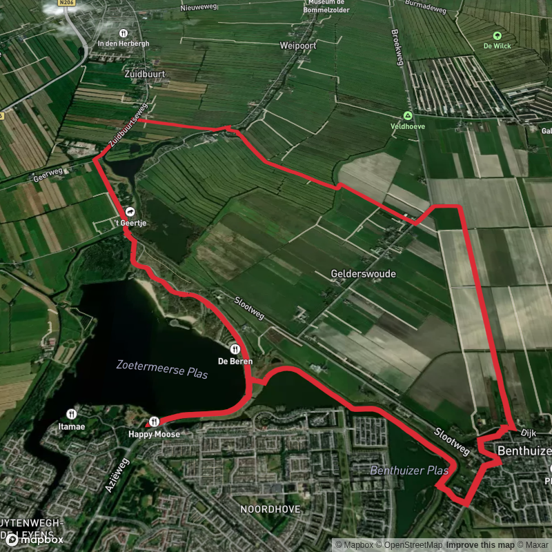 Zoetermeerse Plas, Noordhovense Plas and Noord Aa via Steilrand Route