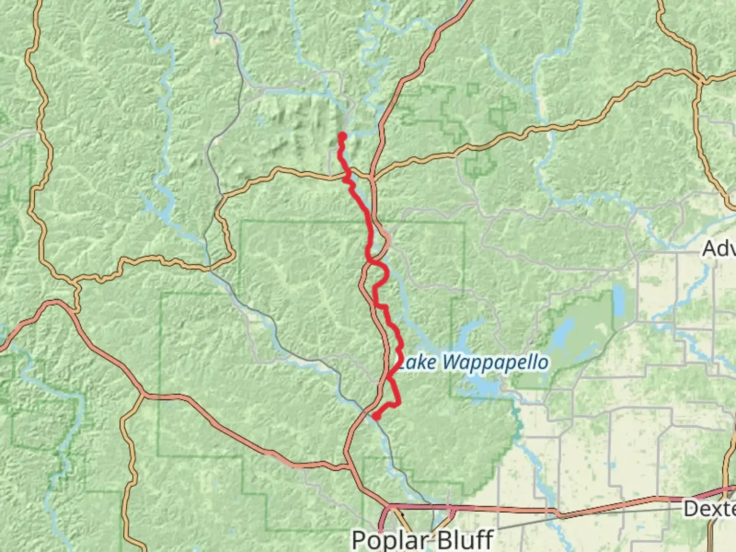 An image depicting the trail Ozark Trail - Wappapello Section and its surrounding area.