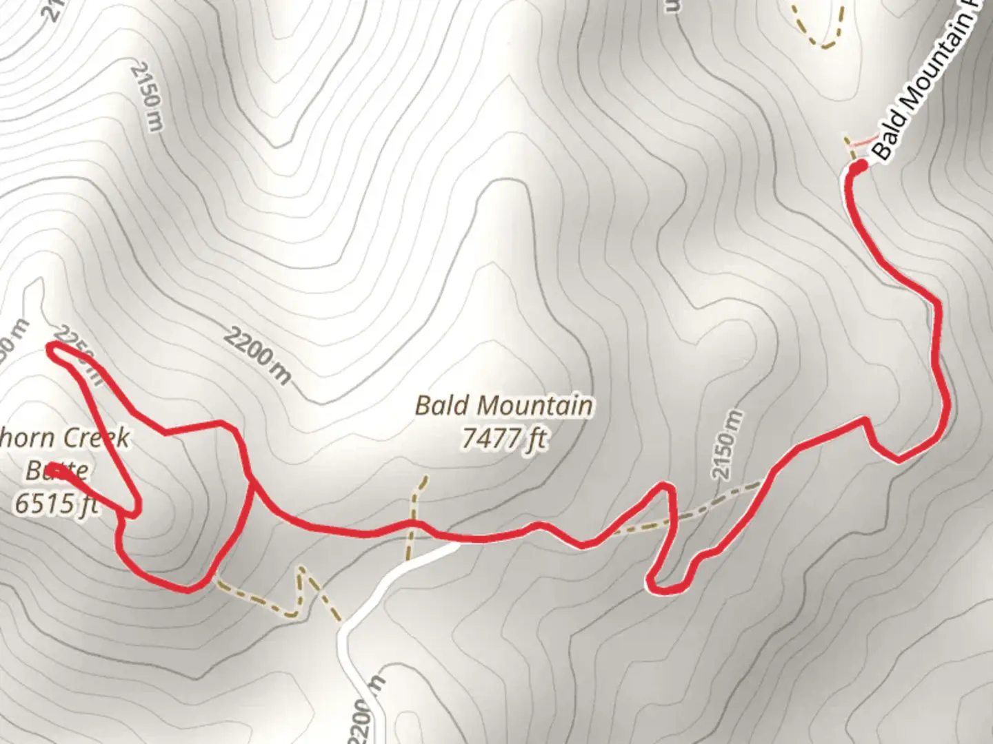 An image depicting the trail Bald Mountain from Bald Mountain Campground and its surrounding area.