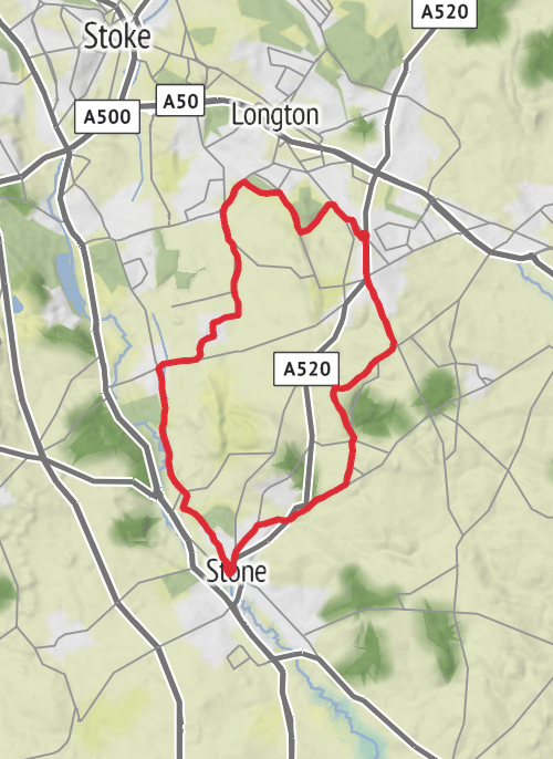 Hike from Stoke-on-Trent mobile static map