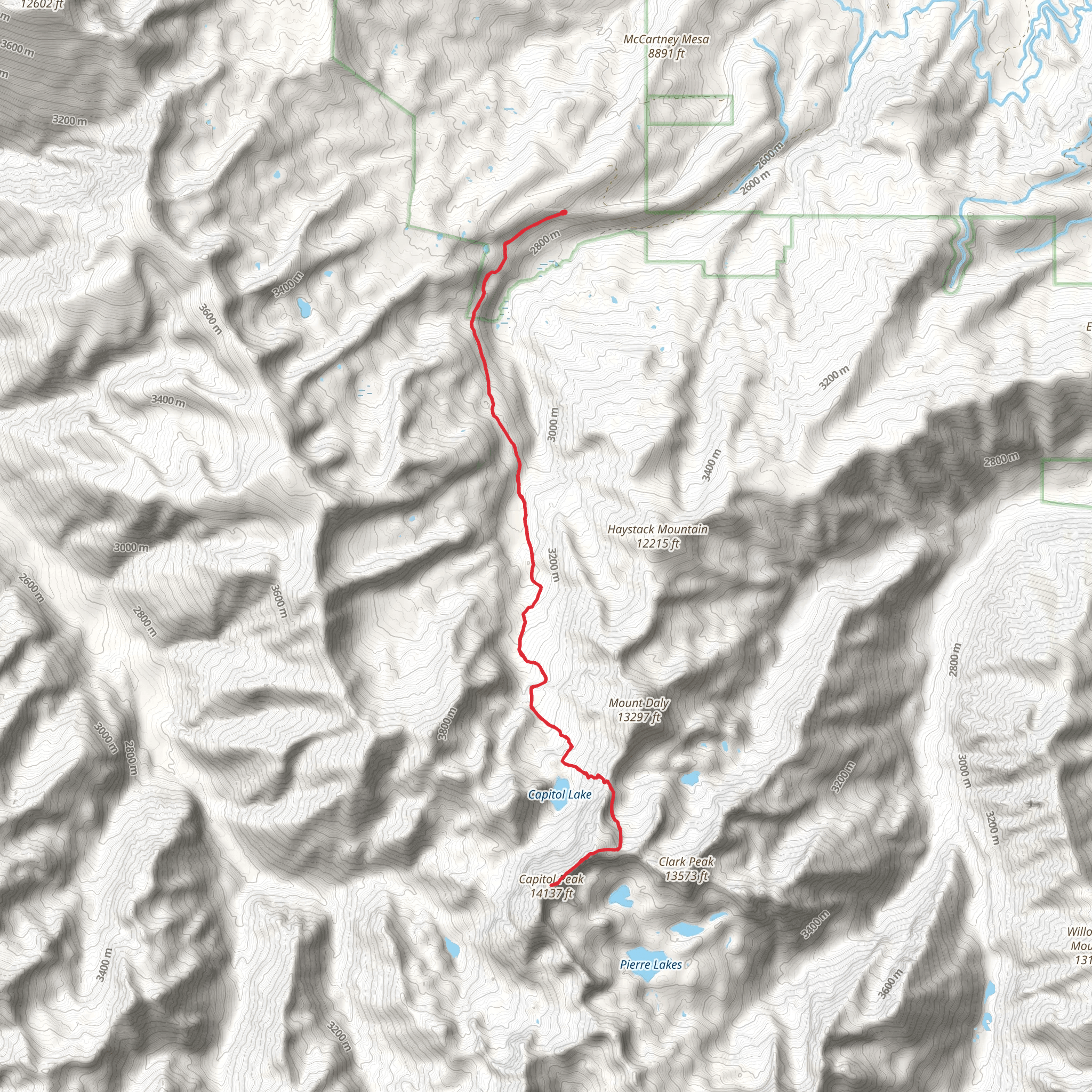 Clark Peak via Capitol Ditch Trail mobile static map
