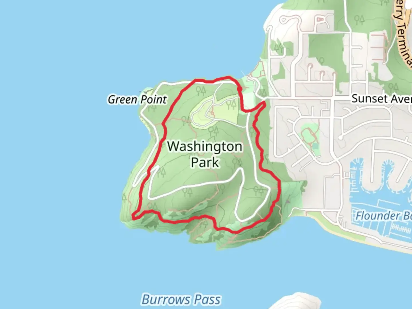 An image depicting the trail Washington Park Loop from Loop Road and its surrounding area.