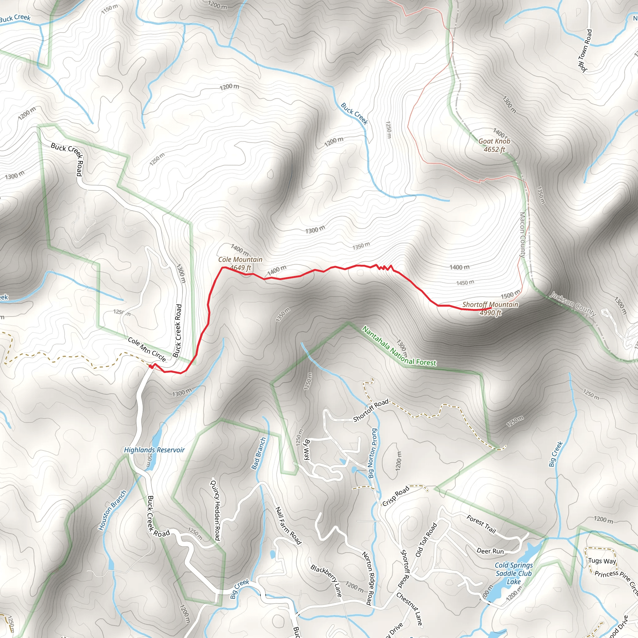Cole Mountain and Shortoff Mountain Out and Back mobile static map
