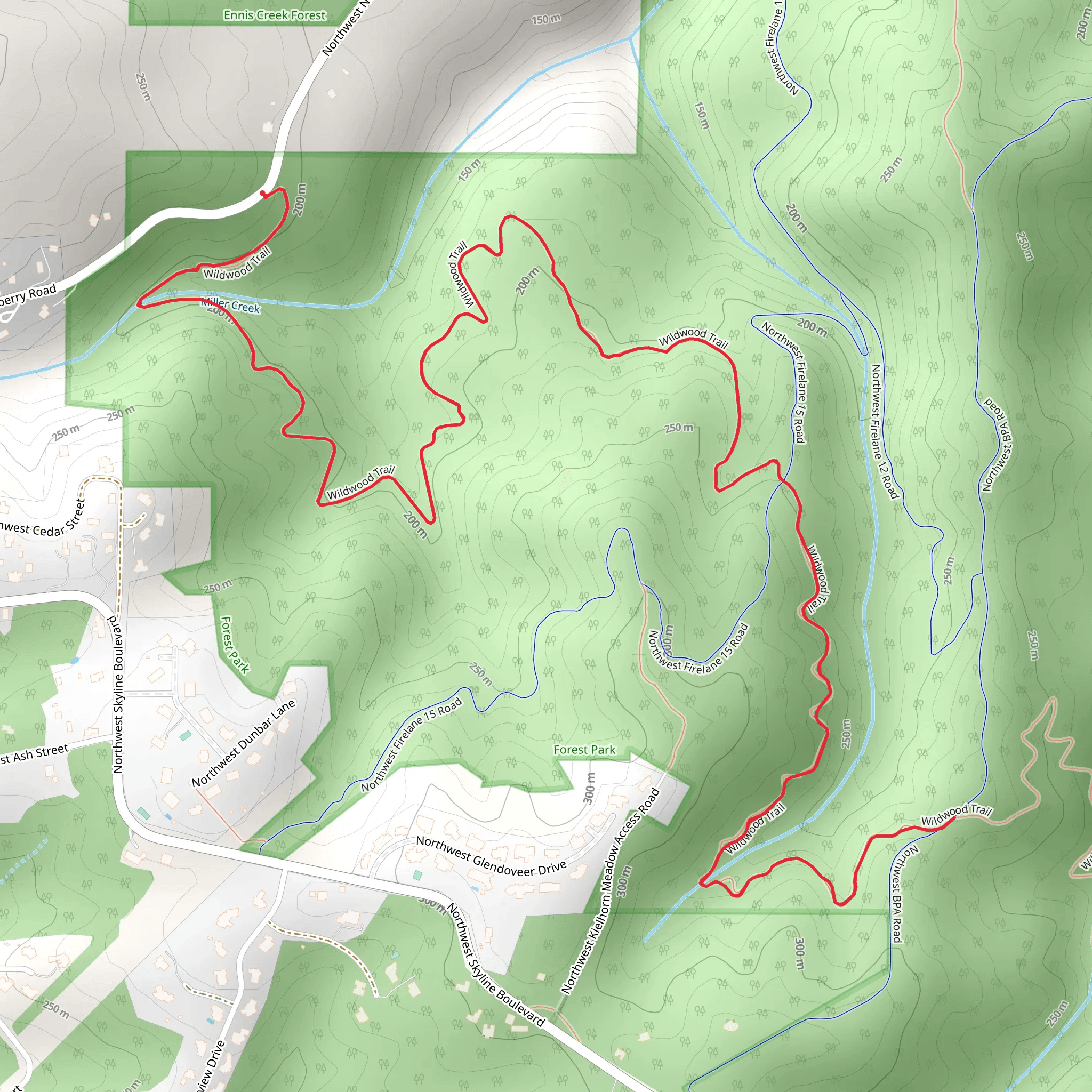 Wildwood Trail from Northwest Newberry Road mobile static map