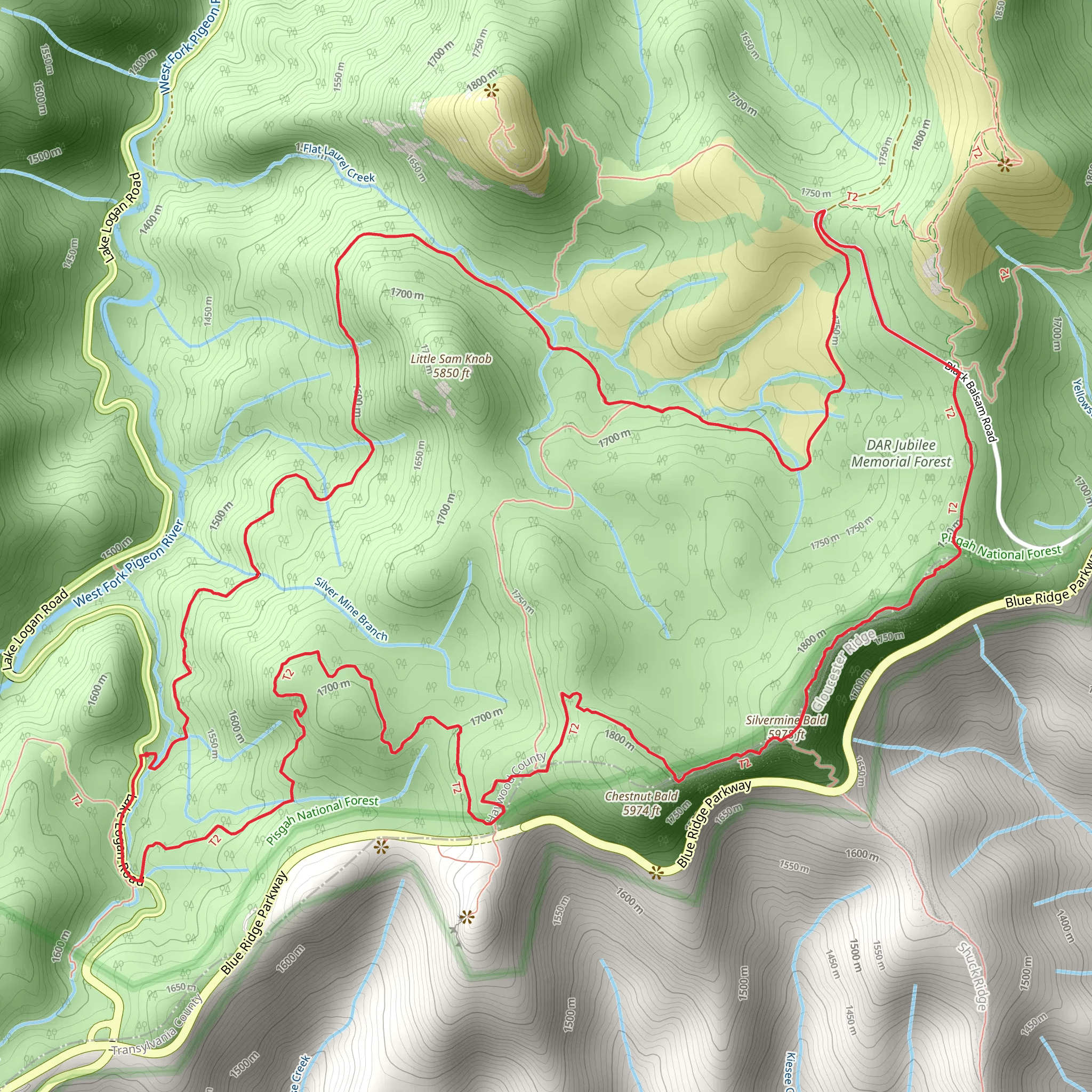Flat Laurel Creek - Art Loeb Loop Trail mobile static map