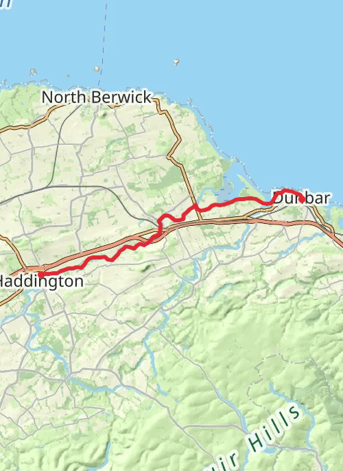 Dunbar to Haddington mobile static map
