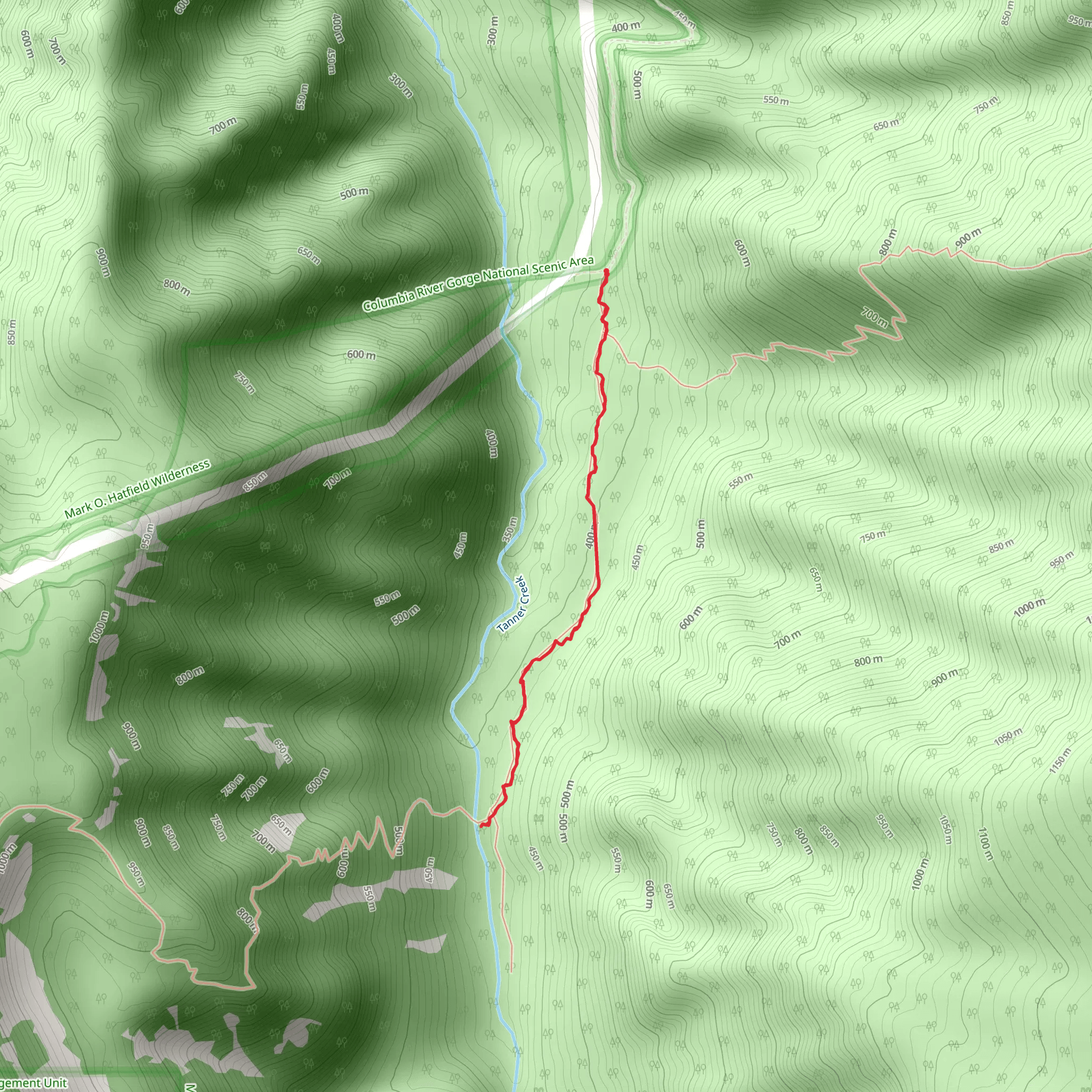 Tanner Creek Trail mobile static map