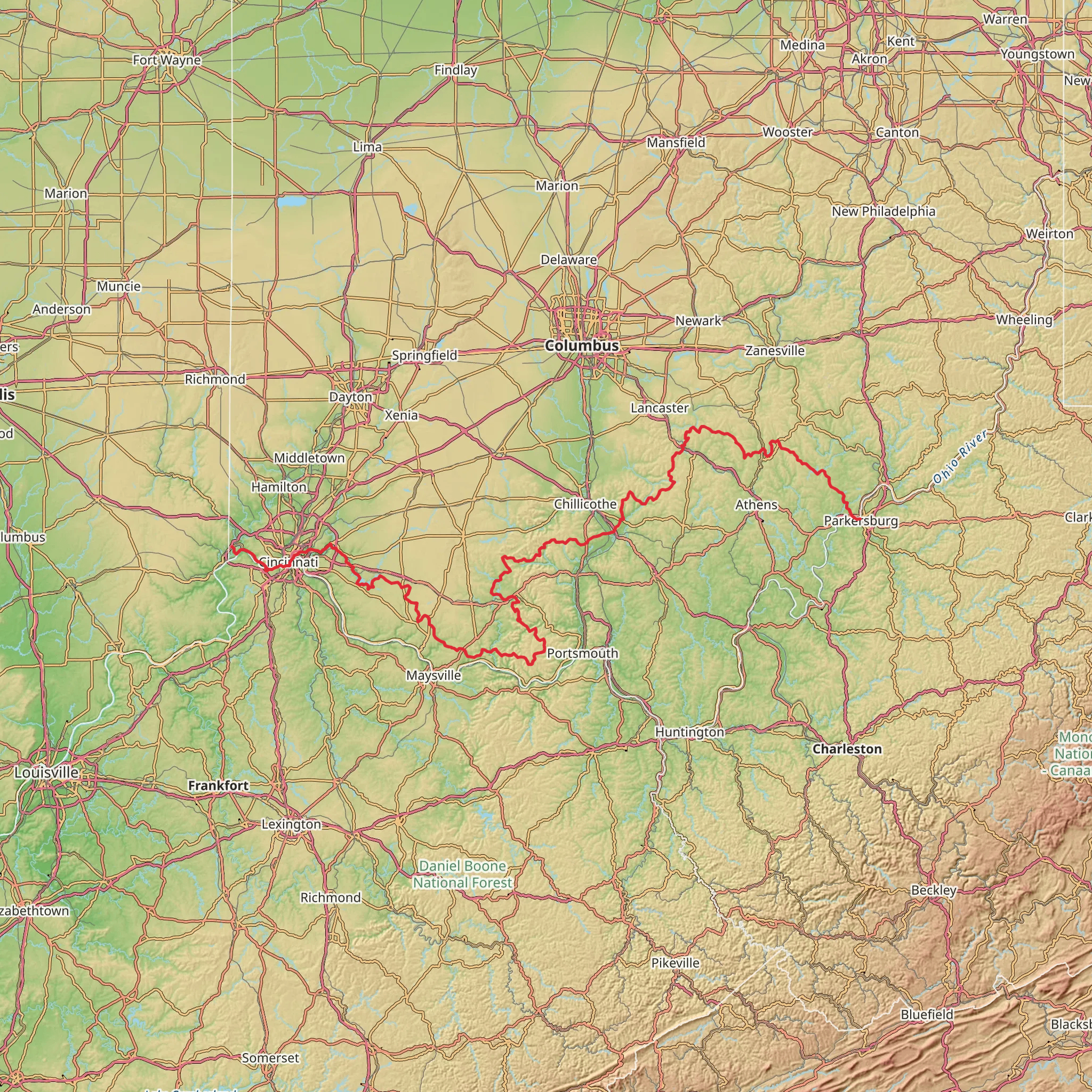 American Discovery Trail - Ohio mobile static map