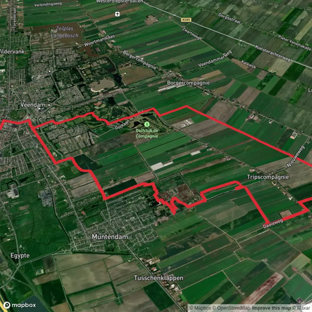 An image depicting the trail Tussen de Venen, Heemtuin and Tripscompagnie Oostkant Loop and its surrounding area.