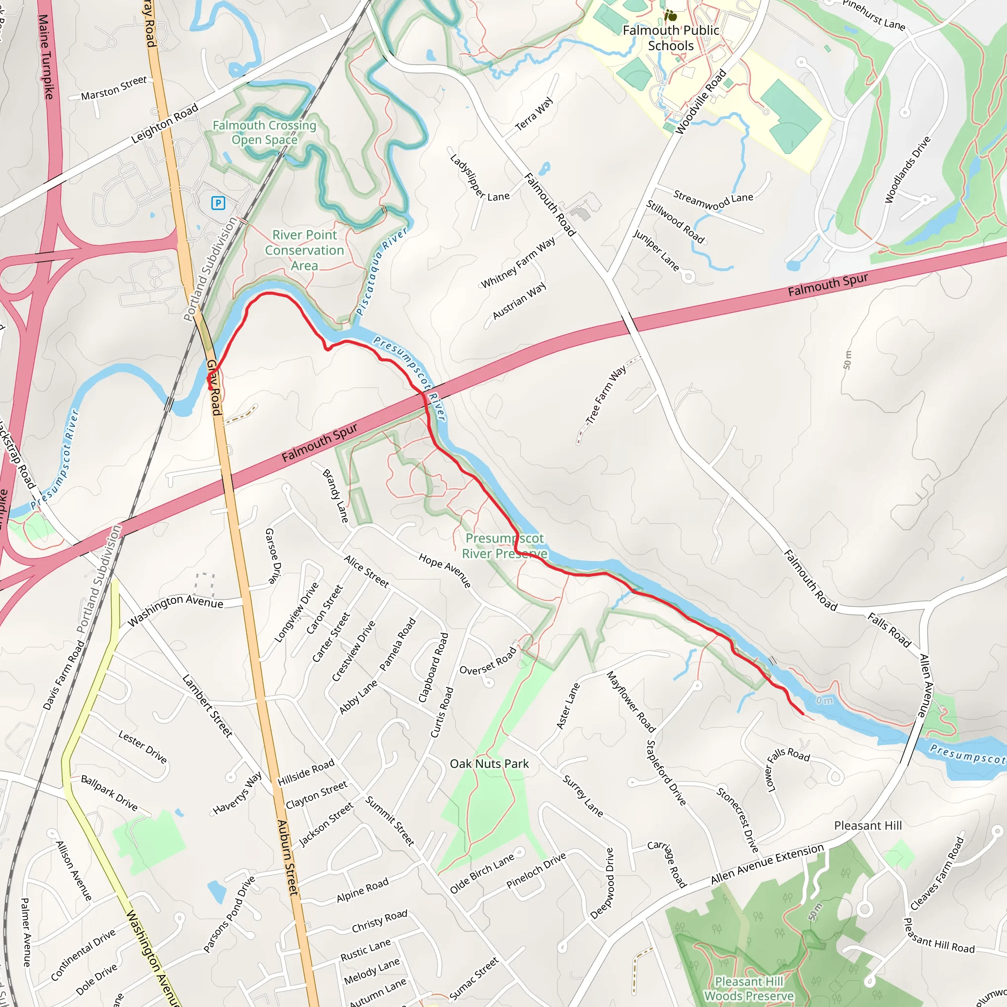 Walk along Presumpscot River mobile static map
