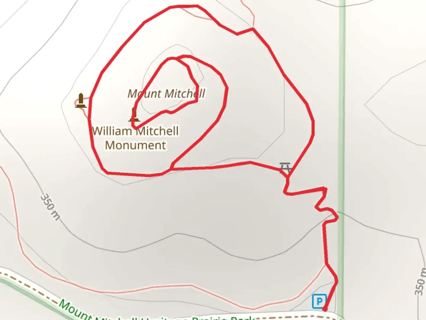 An image depicting the trail Mount Mitchell Loop and its surrounding area.