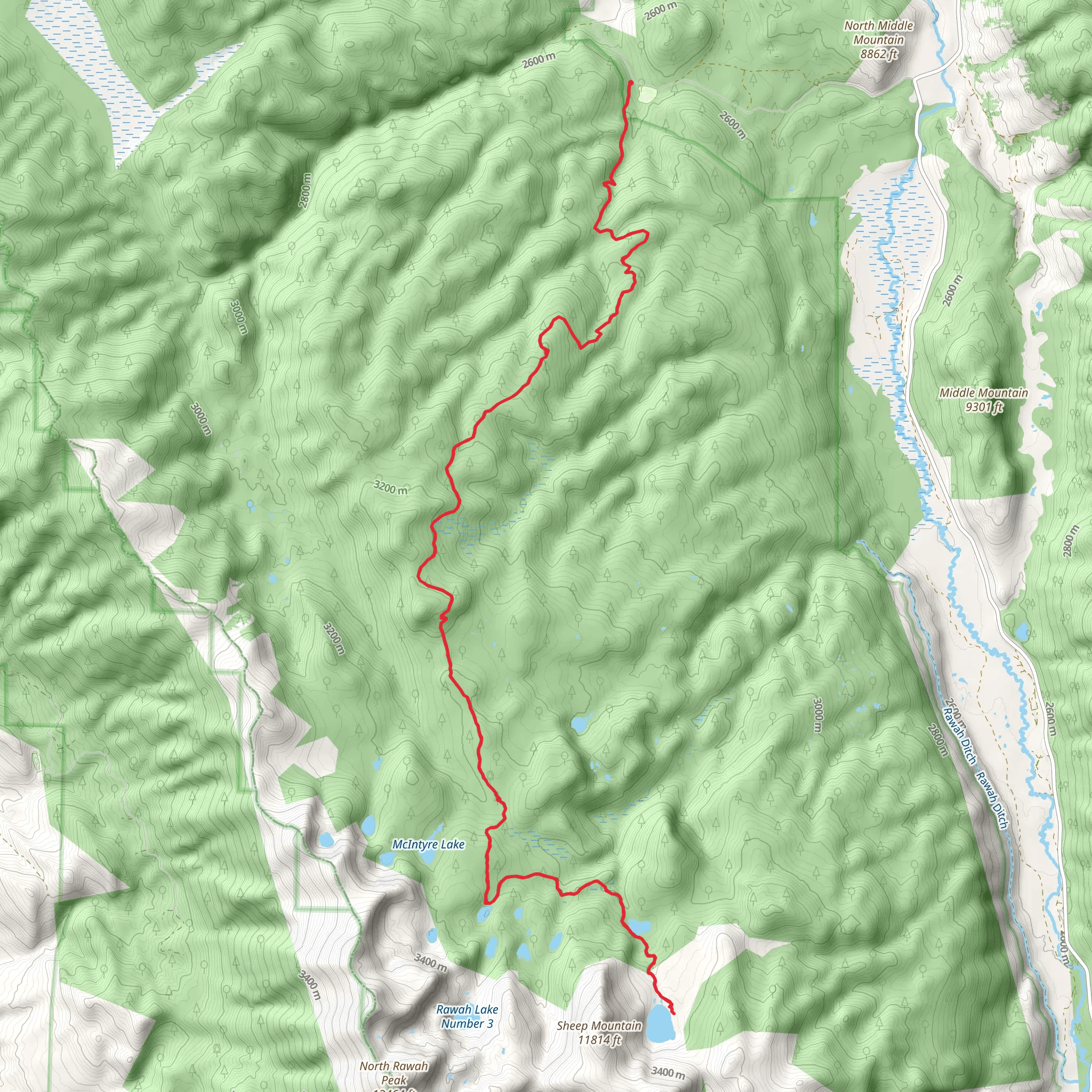 Camp Lake and Upper Camp Lake via Link Trail mobile static map