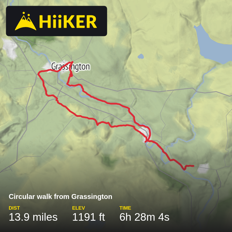 A map preview of the recording Circular walk from Grassington.