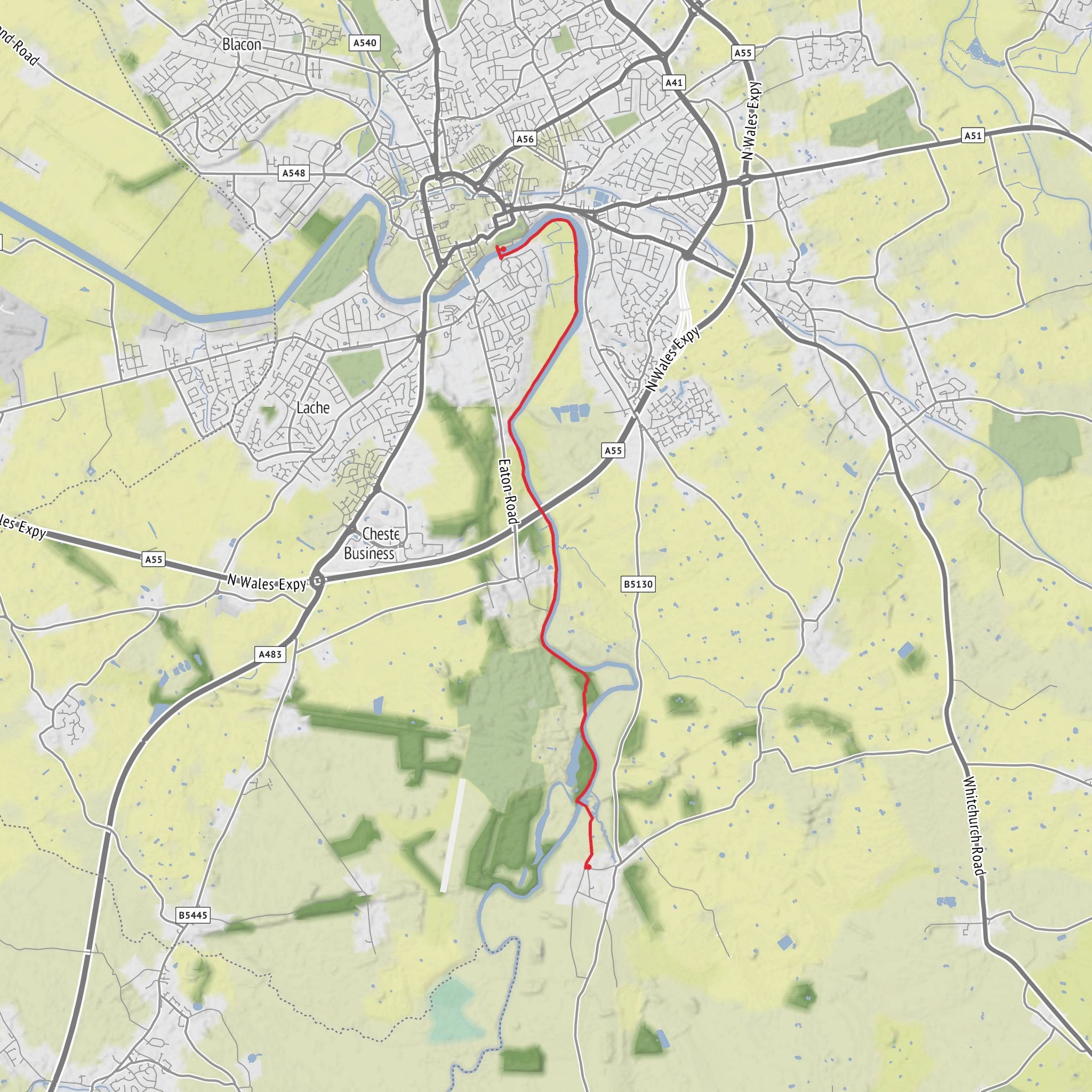 Aldford to Chester mobile static map