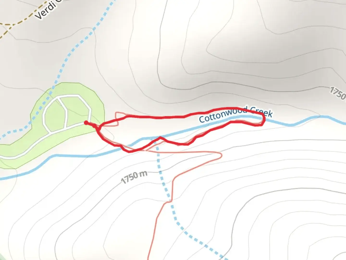 An image depicting the trail Cottonwood Creek Botanical Trail and its surrounding area.