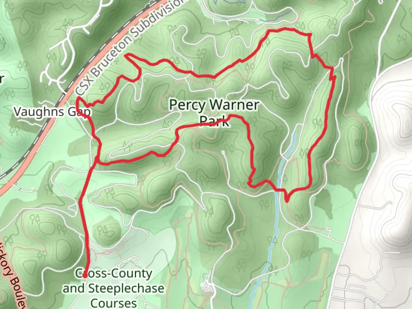 An image depicting the trail Mossy Ridge Loop via Cane Connector Trail and its surrounding area.