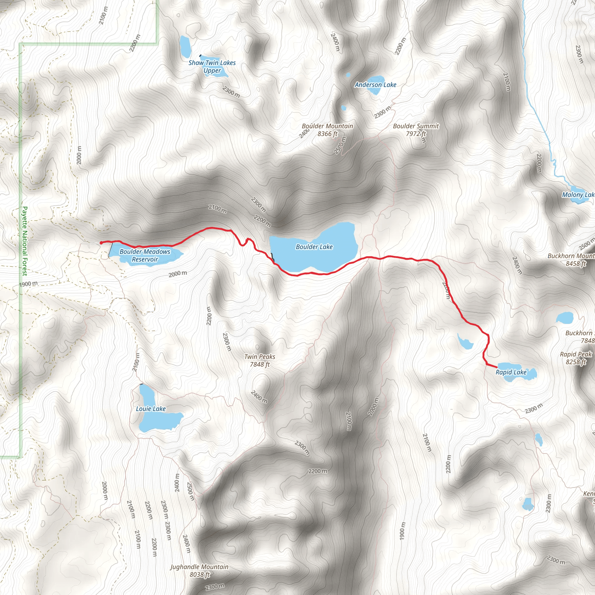 Rapid Lake-Boulder Lake-Boulder Meadows Reservoir mobile static map