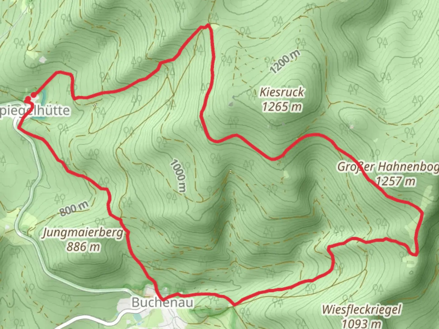 An image depicting the trail Sauerklee and Kreuzpinne Loop and its surrounding area.