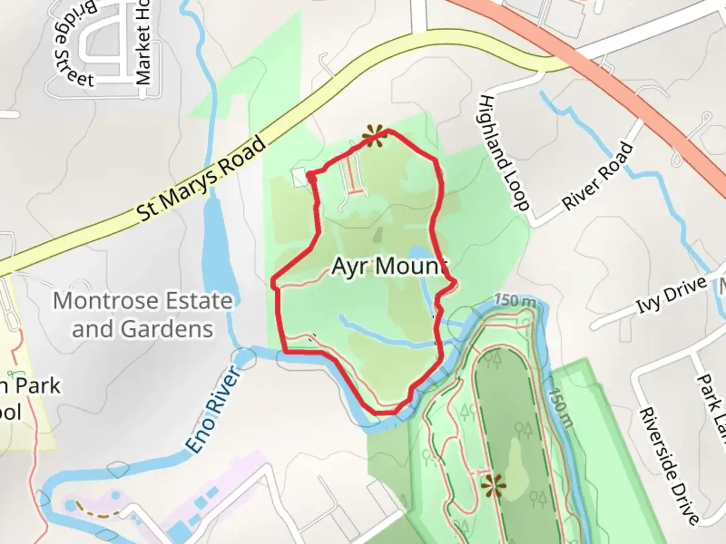 An image depicting the trail Poet's Walk Loop and its surrounding area.