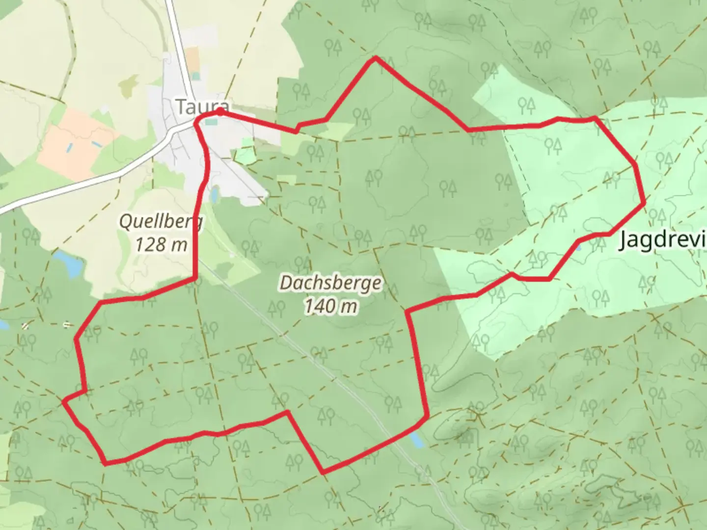 An image depicting the trail Taura Loop via Naturlehrpfad and its surrounding area.