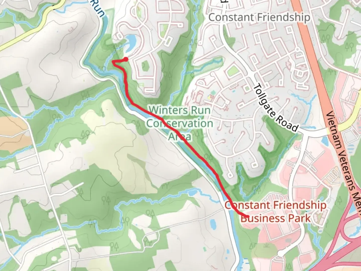 An image depicting the trail Winters Run Trail and its surrounding area.