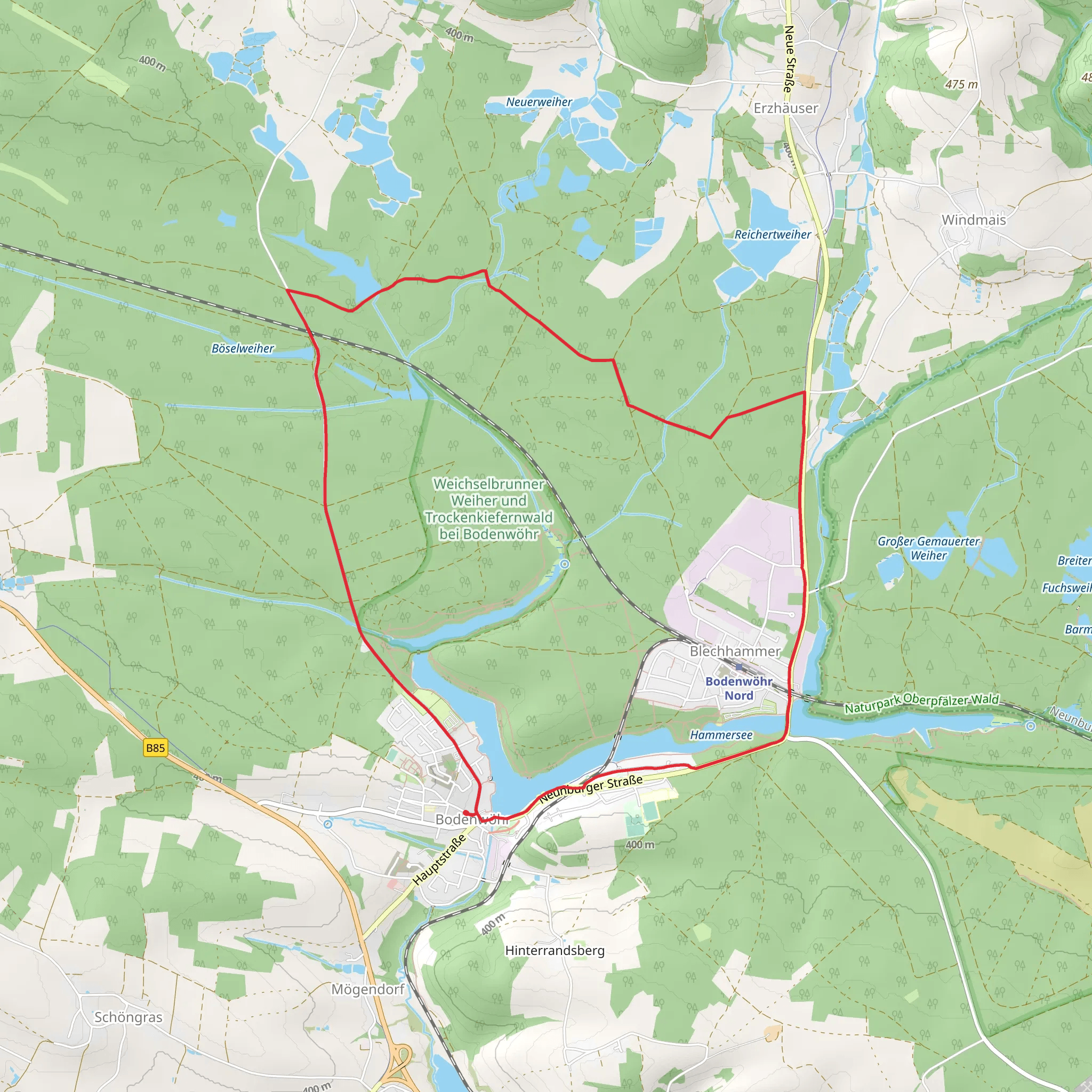 Weichselbrunner Weiher from Bodenwoehr mobile static map