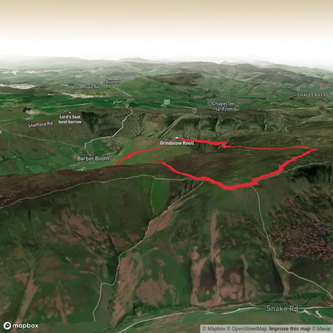 An image depicting the trail Edale to the Dragon Rapide on Kinder Scout and its surrounding area.