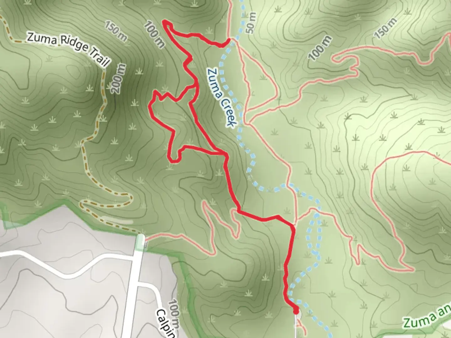 An image depicting the trail Zuma Loop Trail and its surrounding area.