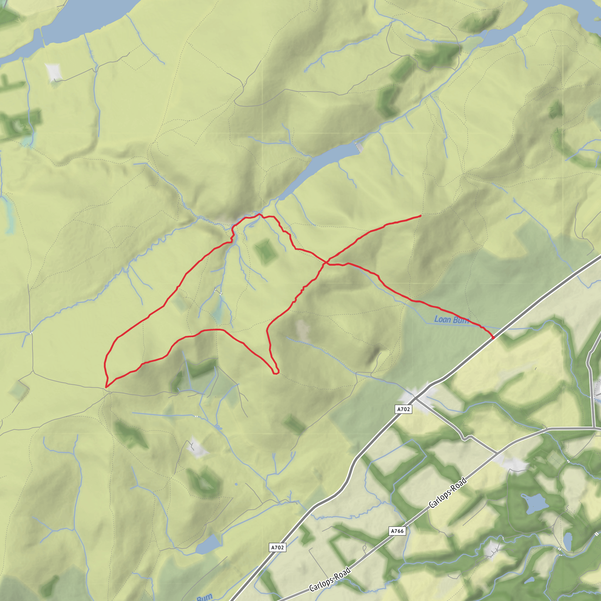 Scald Law, South Black Hill, West Kip, Loganlee Reservoir and Carnethy Hill Loop mobile static map
