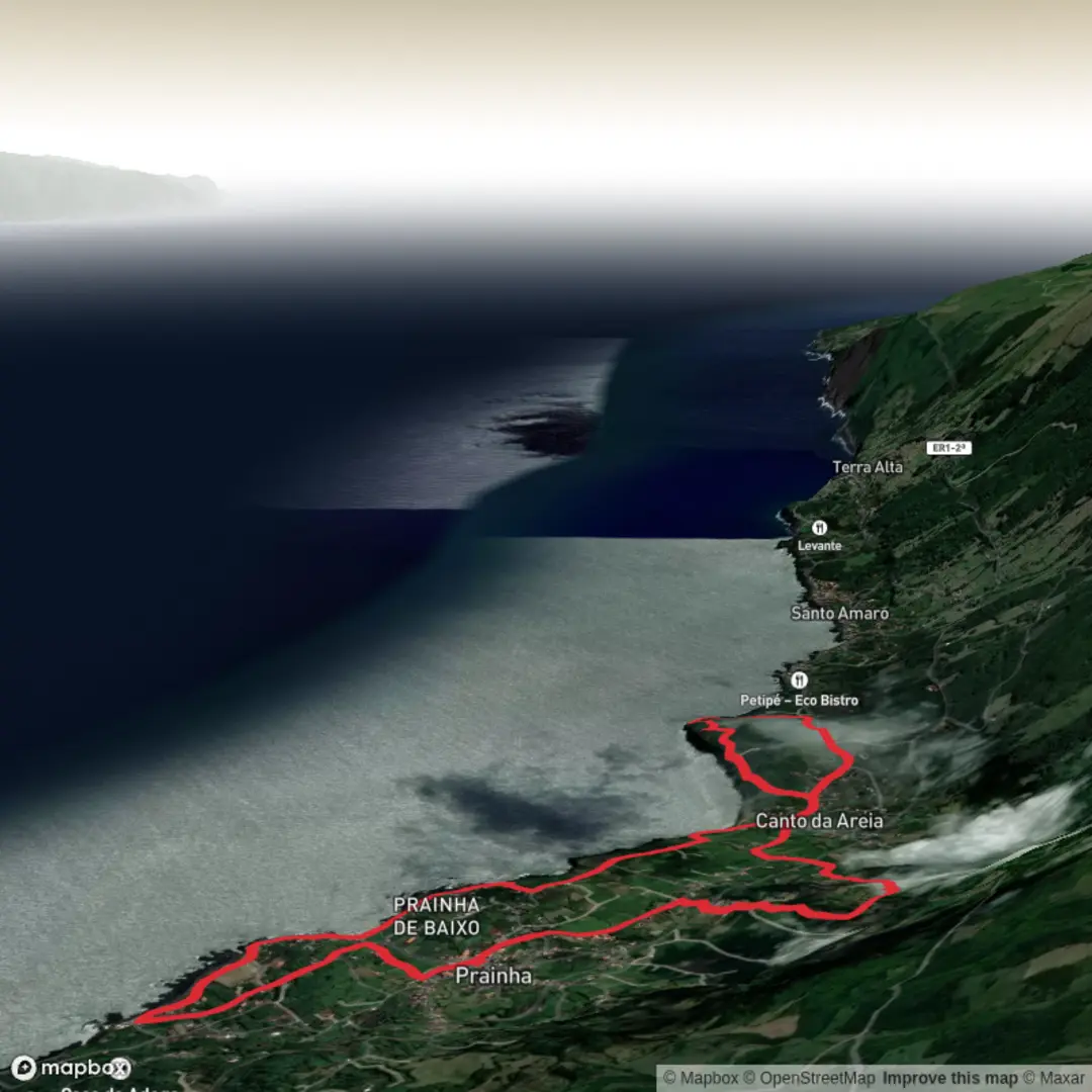 An image depicting the trail Prainha do Norte, Rocha do Morro and Baia da Areia Loop and its surrounding area.