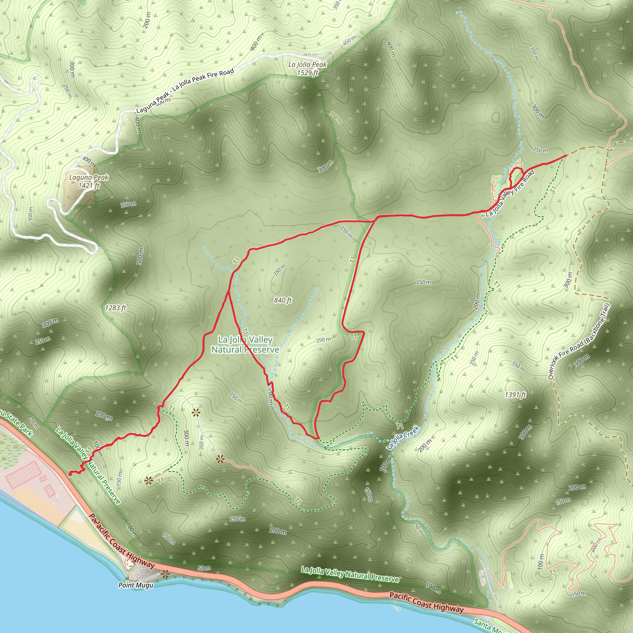 La Jolla Valley Loop via Chumash Trail mobile static map