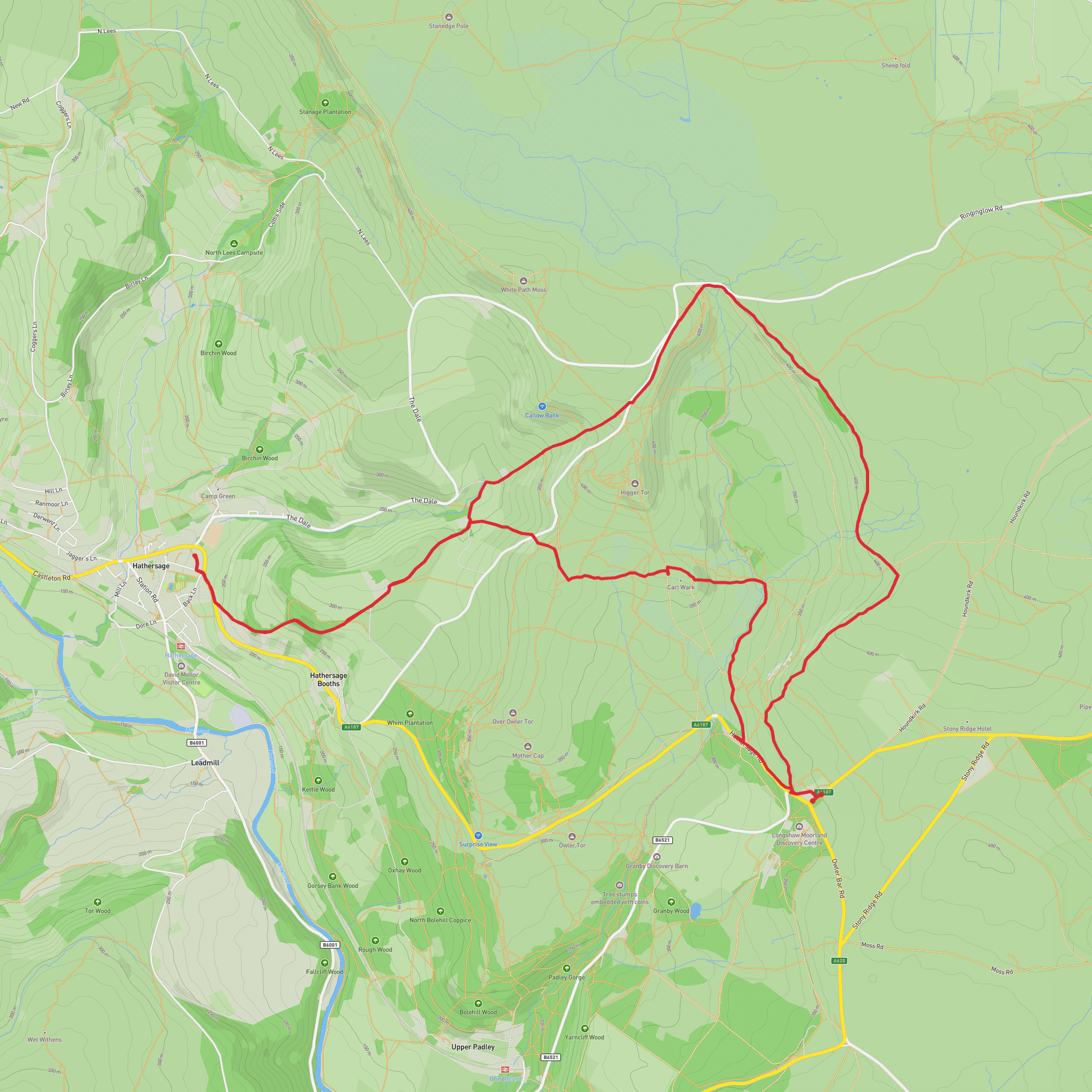 Foxy PH to Hathersage via Carl Mark Fort mobile static map