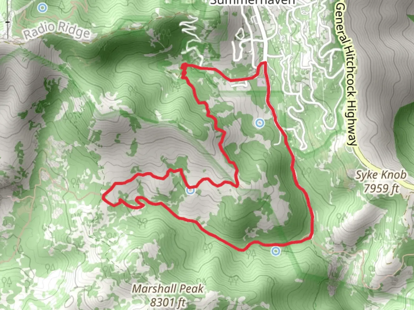 An image depicting the trail Mint Spring Trail and North Sabino Canyon Park Loop and its surrounding area.