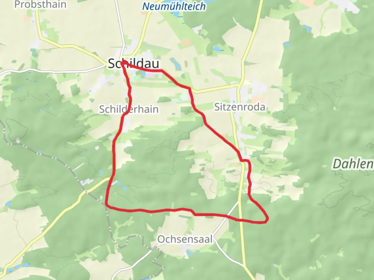 An image depicting the trail Schildau South Loop and its surrounding area.