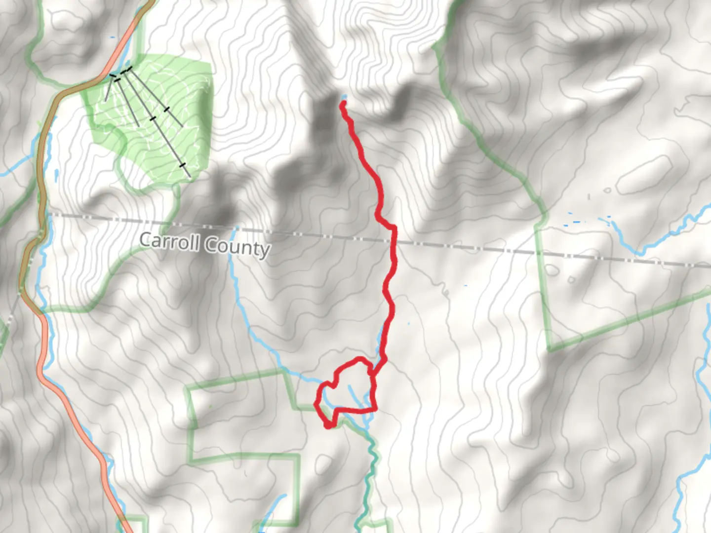 An image depicting the trail Wildcat Brook and Wildcat River Trail via Prospect Farm Road and its surrounding area.