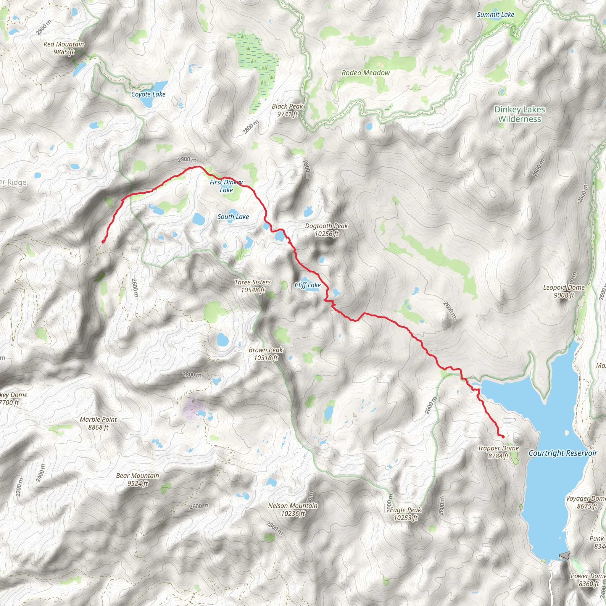 Dinkey Lakes Trail mobile static map